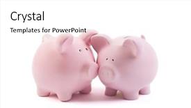  Presentation with piggy bank is evil - Slide deck consisting of white background with clipping path background and a white colored foreground
