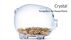  Presentation with piggy bank - PPT layouts having white background with clipping path background and a white colored foreground