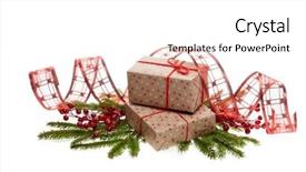  Presentation with year still life christmas - Beautiful slides featuring white background with reflection backdrop and a  colored foreground