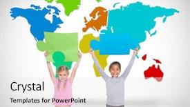  Presentation with elementary - Presentation with white background with world background and a white colored foreground