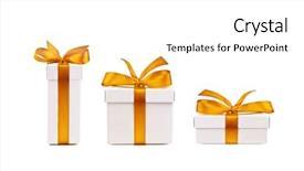  Presentation with gift - Slide deck with white banner - set of gift box isolated background and a white colored foreground