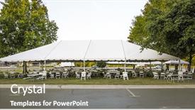  Presentation with white wedding - Slide deck having white banquet wedding tent background and a violet colored foreground