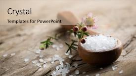  Presentation with salt - Colorful slides enhanced with white bath salt on wooden backdrop and a soft green colored foreground