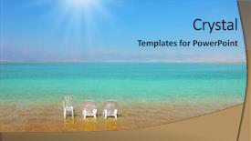  Presentation with day dead - PPT theme consisting of white beach armchairs and a chair in the warm clear water beach beach at the dead sea sunny day in may background and a light blue colored foreground