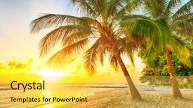  Presentation with island sunset - Presentation theme consisting of white beach on a caribbean background and a yellow colored foreground