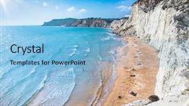  Presentation with beach rocks - Colorful PPT layouts enhanced with white beach scala dei turchi backdrop and a light blue colored foreground