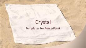  Presentation with white sand - Cool new PPT theme with white beach towel on sand backdrop and a cream colored foreground