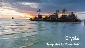  Presentation with tropical beach sunset - Audience pleasing slides consisting of white beach with traditional philippines backdrop and a ocean colored foreground