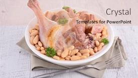 Presentation with meat poultry - PPT layouts consisting of white-beans-and-poultry-meat background and a coral colored foreground