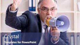  Presentation with unhappy - Presentation theme consisting of white-bearded-old-businessman-employee background and a ocean colored foreground