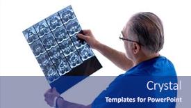  Presentation with radiologist - Amazing presentation theme having white bearded old doctor radiologist working in clinic backdrop and a navy blue colored foreground