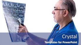  Presentation with radiologist - Audience pleasing presentation theme consisting of white bearded old doctor radiologist working in clinic backdrop and a ocean colored foreground