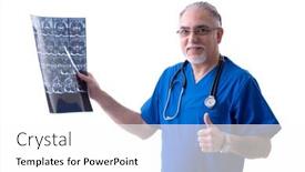  Presentation with radiologist - Cool new slides with white bearded old doctor radiologist working in clinic backdrop and a white colored foreground