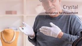  Presentation with old photographs black and white - Presentation design consisting of white-bearded-old-jeweler background and a lemonade colored foreground