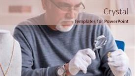  Presentation with old big bike on white - PPT theme featuring white-bearded-old-jeweler background and a coral colored foreground