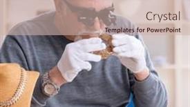  Presentation with workshop - Presentation theme featuring white-bearded-old-jeweler background and a soft green colored foreground