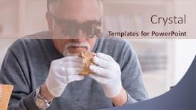  Presentation with old photographs black and white - Slides enhanced with white-bearded-old-jeweler background and a coral colored foreground