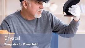  Presentation with workshop - Theme with white-bearded-old-jeweler background and a seafoam green colored foreground