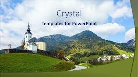  Presentation with green travel - PPT theme consisting of white-bell-tower-and-church background and a sky blue colored foreground