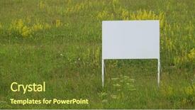  Presentation with white green - Audience pleasing PPT theme consisting of white billboard empty panel outdoor backdrop and a tawny brown colored foreground