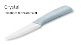  Presentation with blade - PPT theme featuring white-blade-ceramic-kitchen-knife background and a white colored foreground
