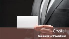  Presentation with business card - Amazing PPT layouts having white-blank-business-card-closeup backdrop and a tawny brown colored foreground