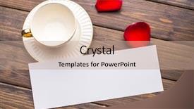  Presentation with cup coffee - PPT theme having white blank card against elegant background and a  colored foreground