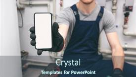  Presentation with plumber - Slide set consisting of white-blank-screen-mobile-phone background and a ocean colored foreground