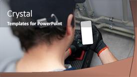  Presentation with phone - Slide set featuring white-blank-screen-mobile-phone background and a wine colored foreground