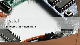  Presentation with electric circuit - Slide deck having white blank space and closeup of electronic components unit part circuit diagram computer equipment and digital microchip - diy kit for learning training and development of electric circuits background and a white colored foreground