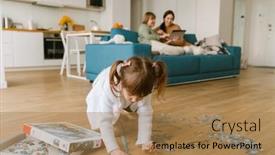  Presentation with puzzle family - Presentation with white-blonde-girl-completing-puzzle background and a  colored foreground