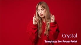  Presentation with fingers - Presentation consisting of white-blonde-woman-holding-fingers background and a crimson colored foreground