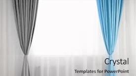  Presentation with curtains - Slide set with white blue and grey curtains background and a light gray colored foreground