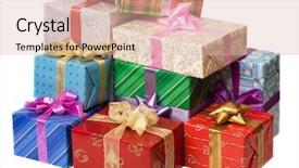  Presentation with gifts - Presentation theme consisting of white blue gold - close up view background and a lemonade colored foreground