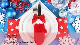 Presentation with blue gold - PPT theme having white blue gold - serving christmas table close-up background and a red colored foreground