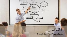  Presentation with school board - Theme featuring white board in classroom background and a coral colored foreground