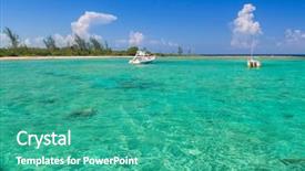  Presentation with motor boat in the sea - Colorful PPT layouts enhanced with white boat on the turquise backdrop and a  colored foreground