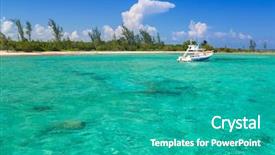 Presentation with caribbean - Audience pleasing theme consisting of white boat on the turquise backdrop and a  colored foreground