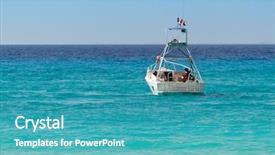  Presentation with caribbean - Presentation theme featuring white boat on turquise caribbean background and a teal colored foreground