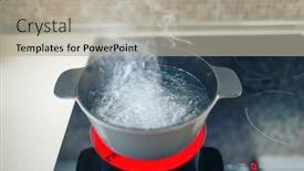  Presentation with induction cooktop - PPT theme with white-boiling-pot-with-hot background and a light gray colored foreground