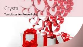  Presentation with red and white - Cool new slide set with white-boxes-with-red-ribbons backdrop and a coral colored foreground