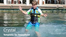  Presentation with dolphin - Cool new presentation design with white-boy-aged-10-swimming backdrop and a teal colored foreground