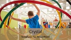  Presentation with gyroscope - Amazing PPT layouts having play school presentation - young white boy using human backdrop and a yellow colored foreground