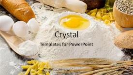  Presentation with drought - Slide deck enhanced with white bread drought and flour background and a  colored foreground