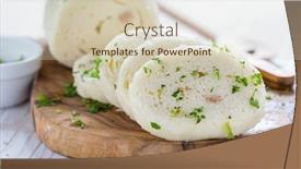  Presentation with bread - Amazing presentation having white-bread-dumplings-knedliky backdrop and a soft green colored foreground