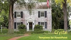  Presentation with white brick - PPT theme featuring white brick georgian colonial house background and a tawny brown colored foreground