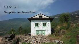  Presentation with white brick - Audience pleasing slide set consisting of white-brick-house-with-cracks backdrop and a light blue colored foreground