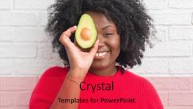  Presentation with generational african american culture and food - Colorful PPT layouts enhanced with white brick wall eating avocado backdrop and a red colored foreground