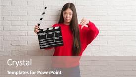  Presentation with white brick wall - PPT theme having white brick wall holding clapboard background and a gray colored foreground