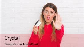  Presentation with white brick wall - PPT layouts featuring bricks - young adult woman over white background and a red colored foreground